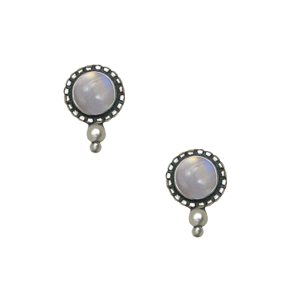 Sterling Silver Little Rainbow Moonstone Post Stud Earrings